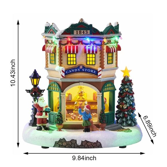 Holiday Time Christmas Village LED Musical Candy Store - Picture 1 of 3